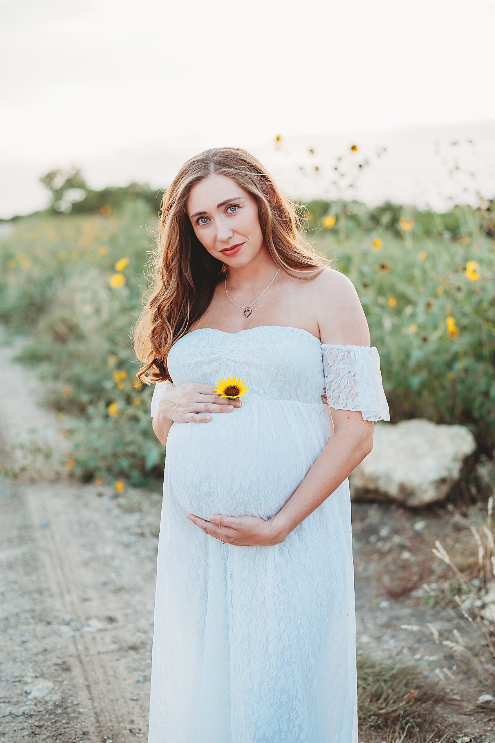 Fort Worth Maternity Photographers | Pregnant Woman holding a sunflower