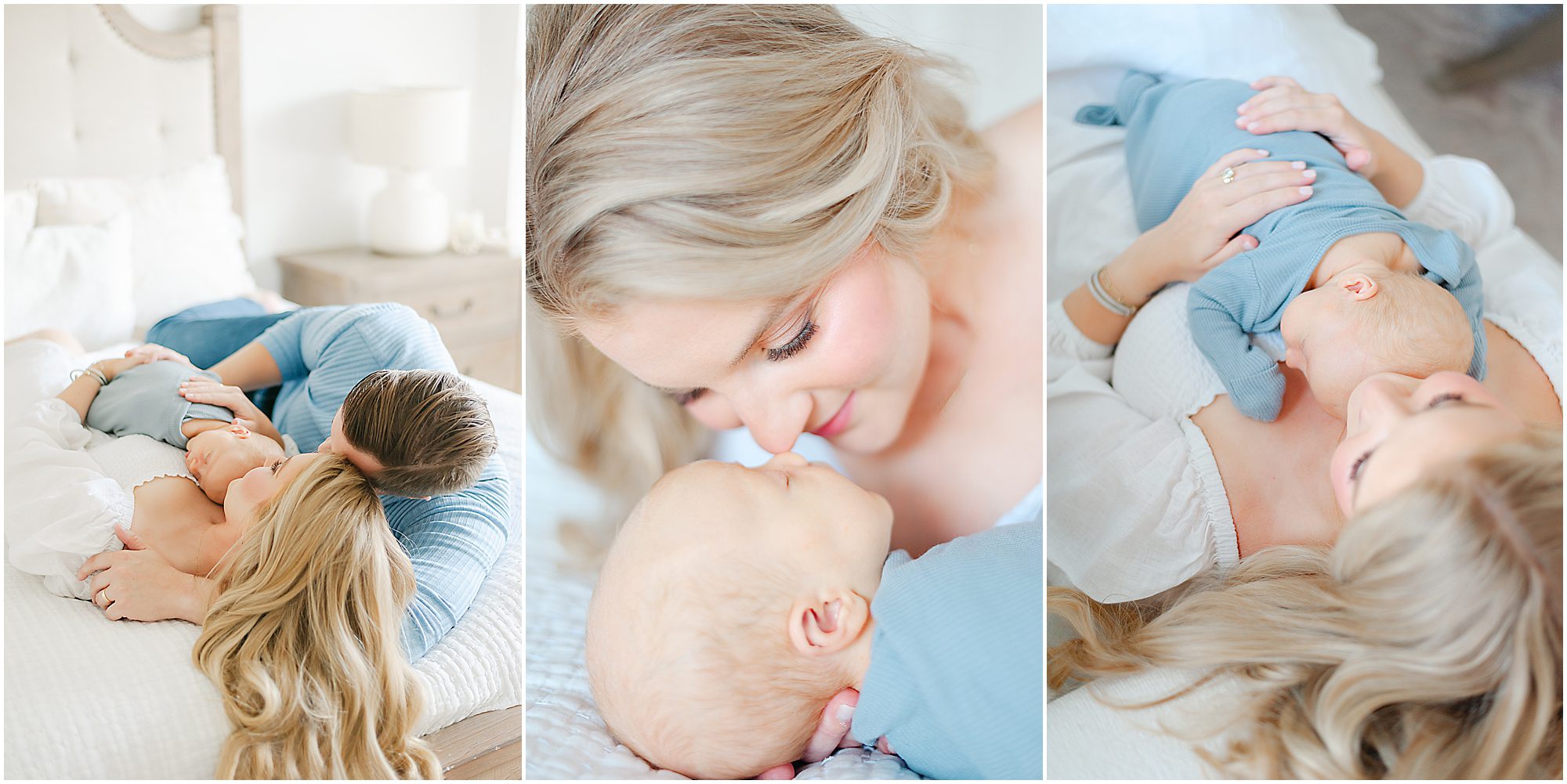 mom holding baby in a lifestyle newborn session with Splendor Photography